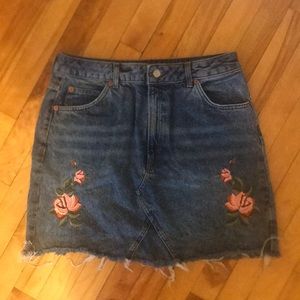 Topshop Embellished Denim Skirt